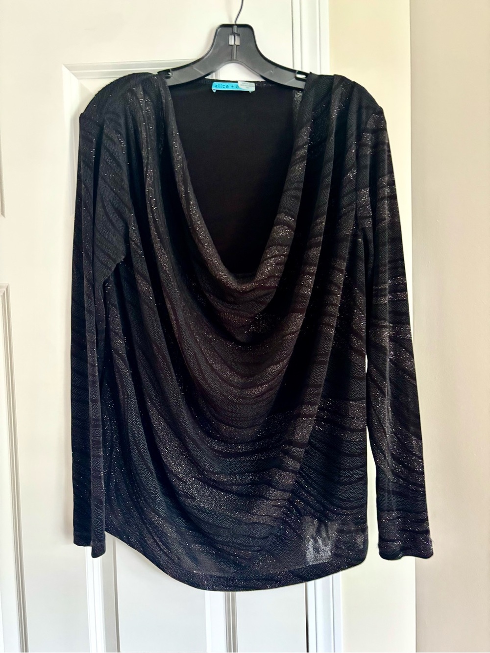 Draped Cowl Neck Long-Sleeve Sweater - Black, New without tags